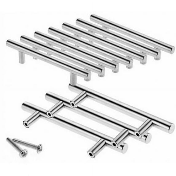 Chic Cabinet Pulls, Polished Chrome Stainless Steel Kitchen Drawer Pulls with 128mm Hole Spacing, Chrome Cabinet Handles for Modern Home Makeover