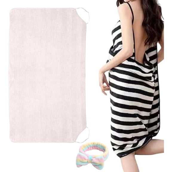 Chic Cache Towel Wrap, Wearable Bath Towel Wrap with Straps, Ultra-Absorbent & Sexy Open Back, Stay-in-Place Halter Design for Shower, Pool, Travel