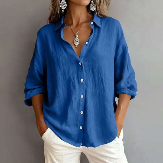 Chic Cardigan Tops for Women Casual Loose Solid Color Long-sleeved Collared Cardigan Tops Women's Leisure Lightweight Soft Knit Cardigan