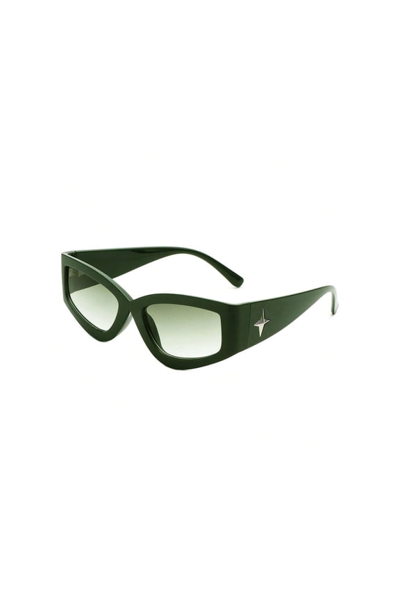 Chic Cat Eye Sunglasses, Stylish Green Frame with Gradient Lenses