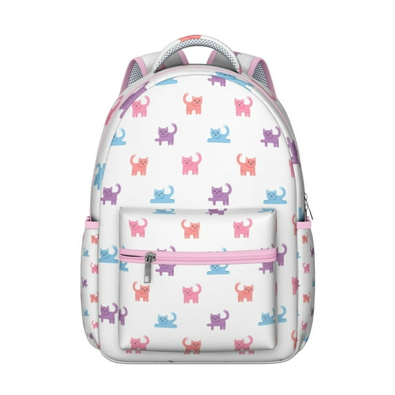 Chic Cat Themed Backpack for Women & Teens - Waterproof School Bookbag for College & Work - Lightweight Laptop Bag with Multiple Pockets - Trendy Floral Cat Pattern for Everyday
