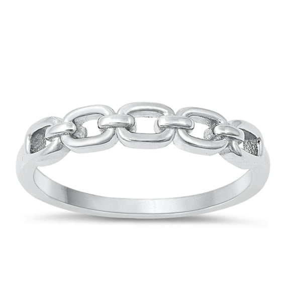 Chic Chain Link Ring .925 Sterling Silver Stacking Band Jewelry Female Male Unisex Size 10