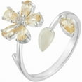 thumbnail image 1 of Chic Cherry Blossom Flower Ring for Women Pink Crystal CZ Floral Statement Rings Flower Leaf Wrap Finger Ring Adjustable Open Band Rings, 1 of 9