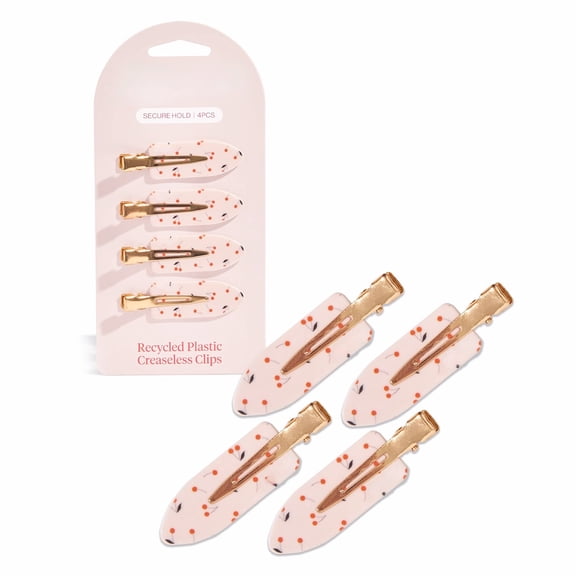 Chic Cherry Print Makeup Hair Clips - 4pcs Eco-Friendly No Crease Design