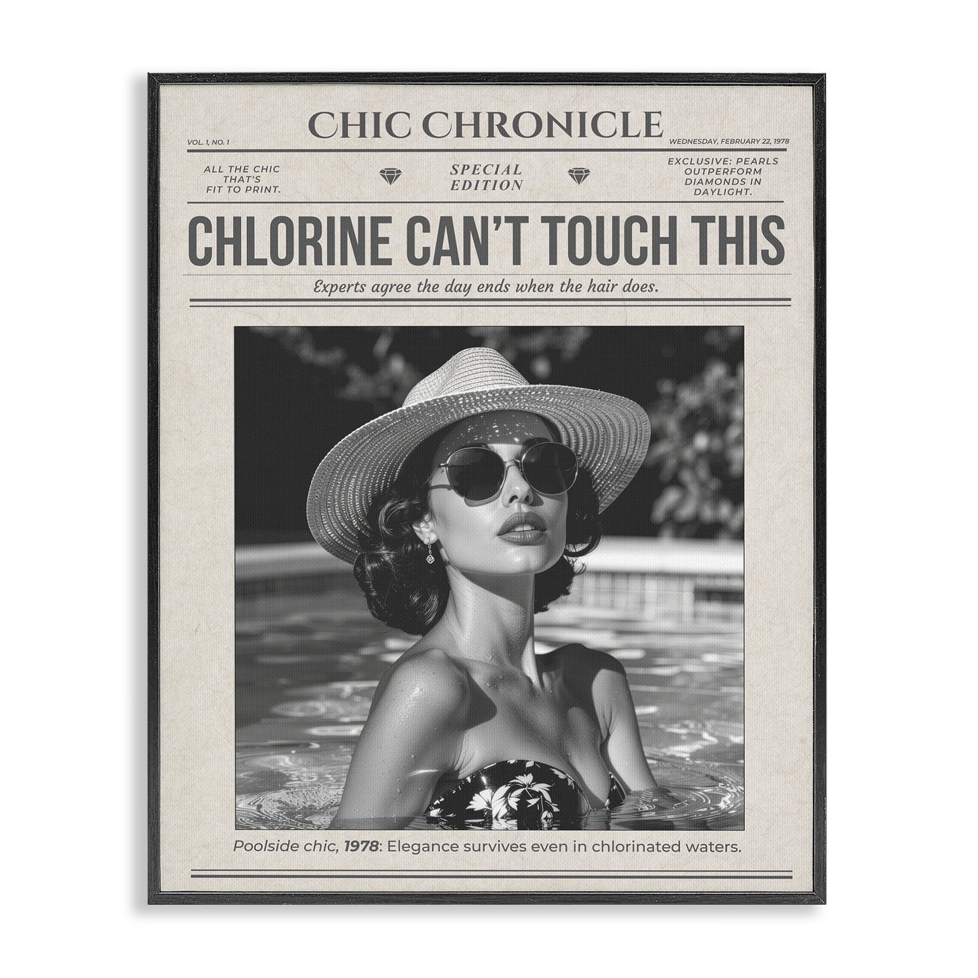 Chic Chronical Vintage Magazine Black Framed Giclee Art, design by A Barefoot Stylist