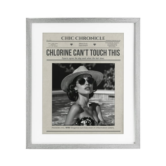 Chic Chronical Vintage Magazine Gray Framed Print Under Glass, design by A Barefoot Stylist