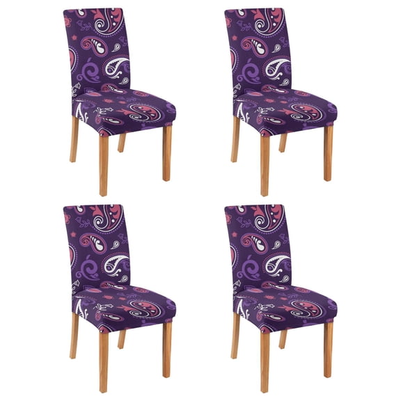 Chic Colorful Paisley Pattern Dining Chair Covers Set of 4 Bohemian Vintage Floral Ethnic Retro Washable Polyester Stretch Slipcovers Removable Protector for Elegant Spaces
