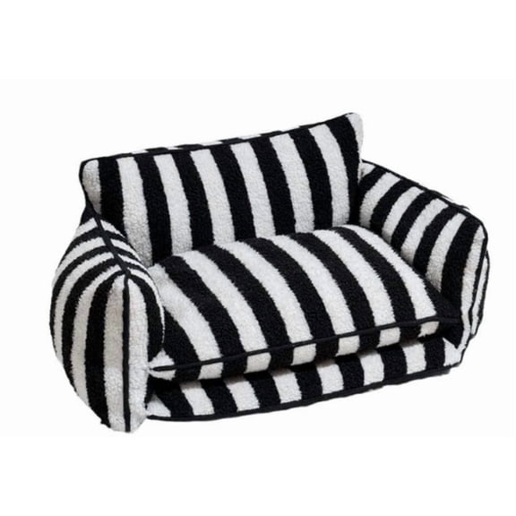 Chic Comfort Sofa Dog Bed, Black and White Striped, Medium