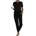thumbnail image 1 of Aria Romance Women's Short Sleeve Lounge Set - Comfortable Top & Trousers Pajama Set S-2XL, 1 of 6