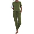 thumbnail image 1 of Aria Romance Women's Short Sleeve Lounge Set - Comfortable Top & Trousers Pajama Set S-2XL, 1 of 5