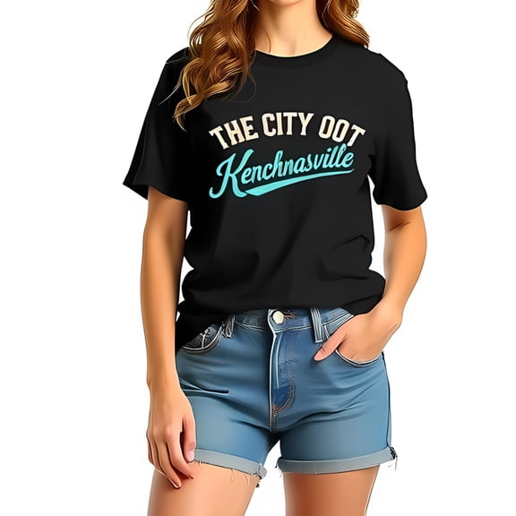 Chic Cotton Short Sleeve T-Shirt with " THE CITY OOT Kenchnasville " in Vibrant - Casual Summer Style