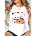 thumbnail image 1 of Chic Couples' Love Bear Graphic Tee - Women's Casual Round Neck Short Sleeve T-Shirt, Comfortable Summer Top, 1 of 5
