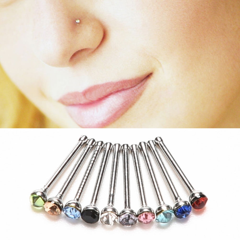 Chic Crystal Rhinestone Nose Ring Bone Stud Surgical Steel Body