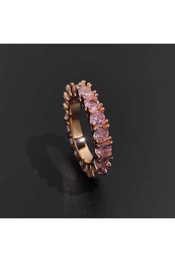 Chic Dazzling Cuban Link Chain 14K Yellow Gold Rings for Women Ice Out Micro Pave Zirconia Tennis Ring Fashion Accessories Hiphop Rock Jewelry