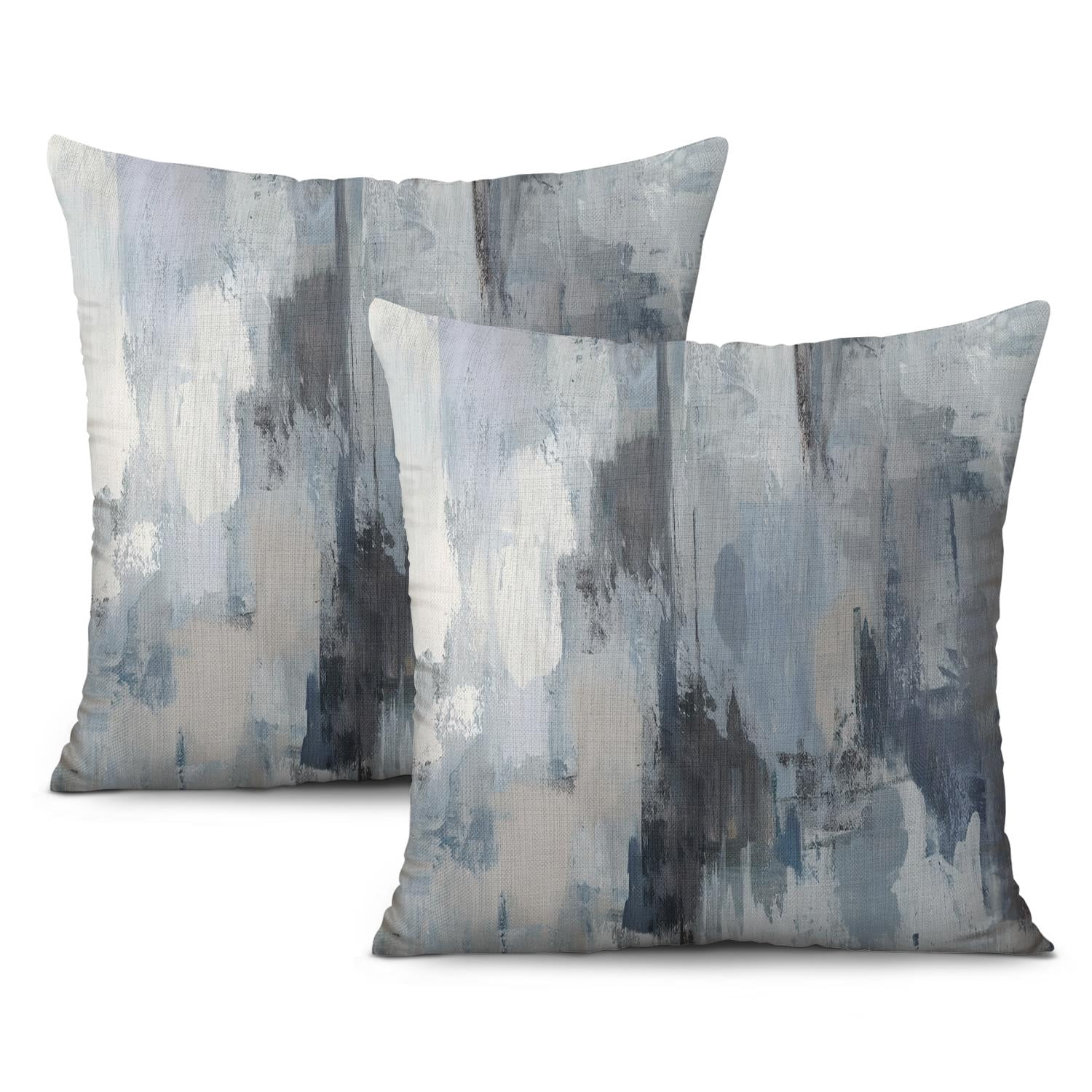 Chic Decorative Touch: Blue & Grey Abstract Art Pillow Covers, 20x20