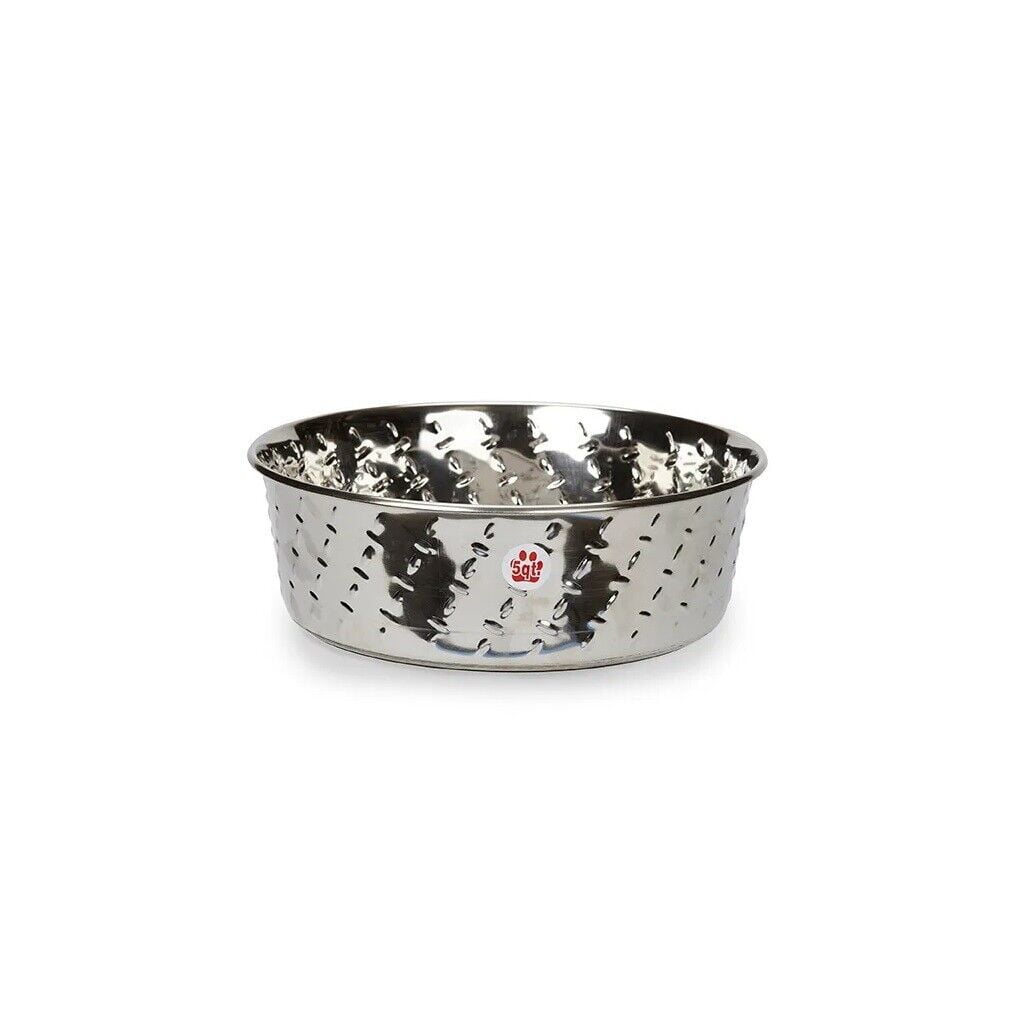 Chic Diamond Plate Heavy Weight Stainless Steel Dog Bowl Non Skid Rubber Bottom 2 Quart Walmart