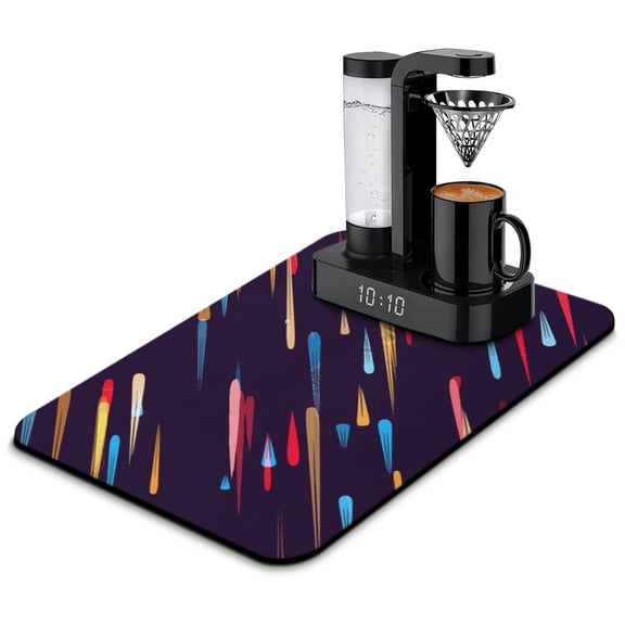 Chic Dish Drying Pad Premium Diatom Mud Coffee Mat with Stain-Hiding Surface Super Absorbent & Quick Dry Kitchen Counter Mat Featuring Colorful Abstract and Pop Art Patterns Durable Non-Slip Coffee Ba