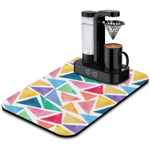 Chic Dish Drying Pad Premium Diatom Mud Coffee Mat with Stain-Hiding Surface Super Absorbent & Quick Dry Kitchen Counter Mat Featuring Colorful Abstract and Pop Art Patterns Durable Non-Slip Coffee Ba
