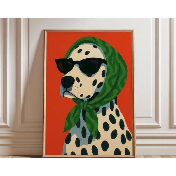 Chic Dog Wall Art Print, Unframed Paper Poster 24x36in