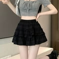 Chic Elastic Waist Mini Skirts Women With Liner French Style Folds 