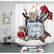 Chic Elegance Collection: Shower Curtain, Perfume, Cosmetic Bag - Elevate Your Bathroom Style with Glamour and Sophistication