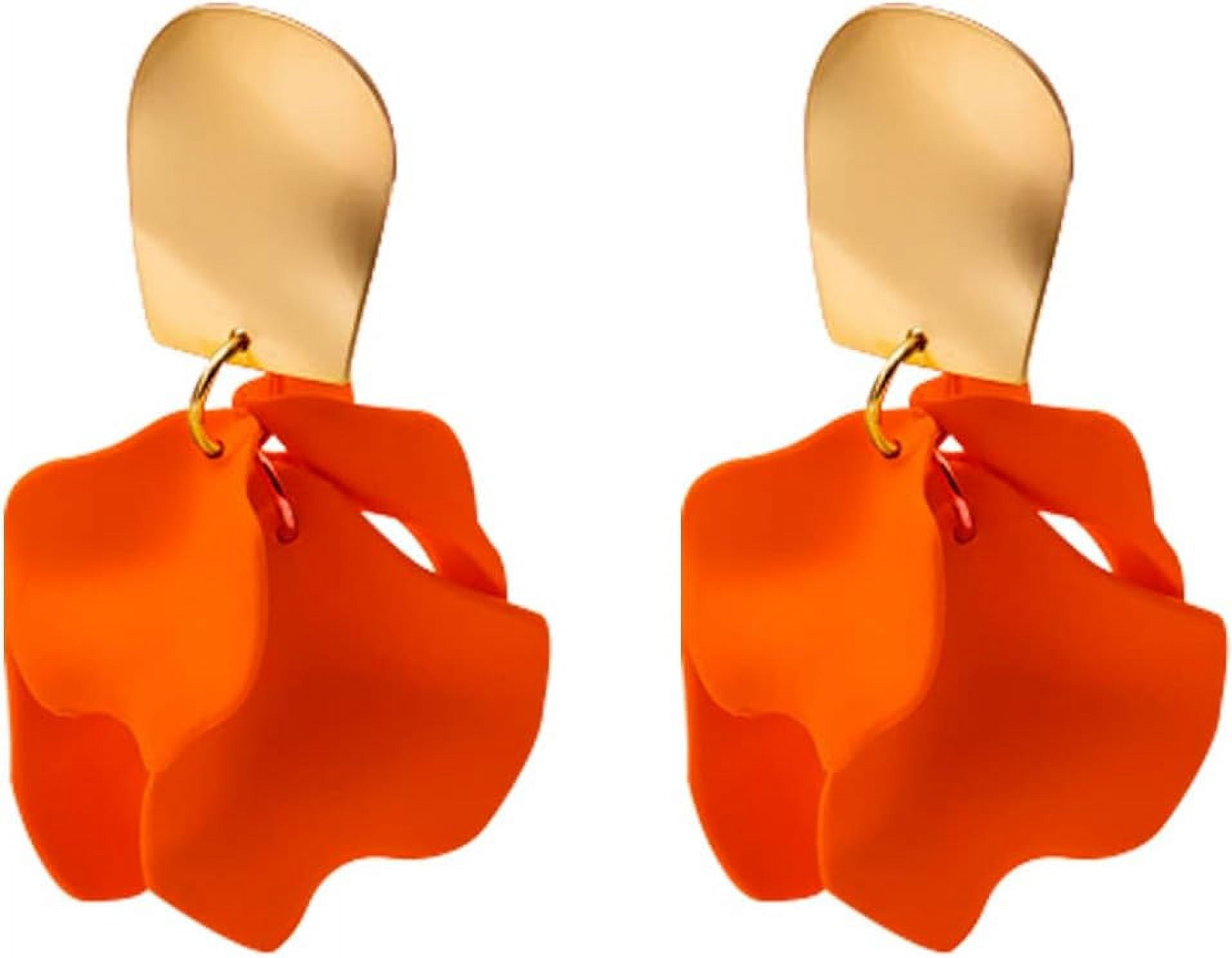 Chic Elegant Boho Red Rose Petal Dangle Resin Earrings Drop Acrylic