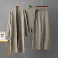 thumbnail image 1 of Chic European And American Style Solid Color Three-Piece Women'S Set With Shawl Cardigan, V-Neck Knit Top, And Wide Leg Trousers. Perfect For Casual Wear, 1 of 10
