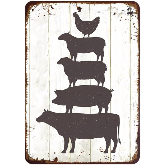 Chic Farm Animals Metal Sign Vintage Style Wall Decor for Farmhouse Gift 12x8 Inches