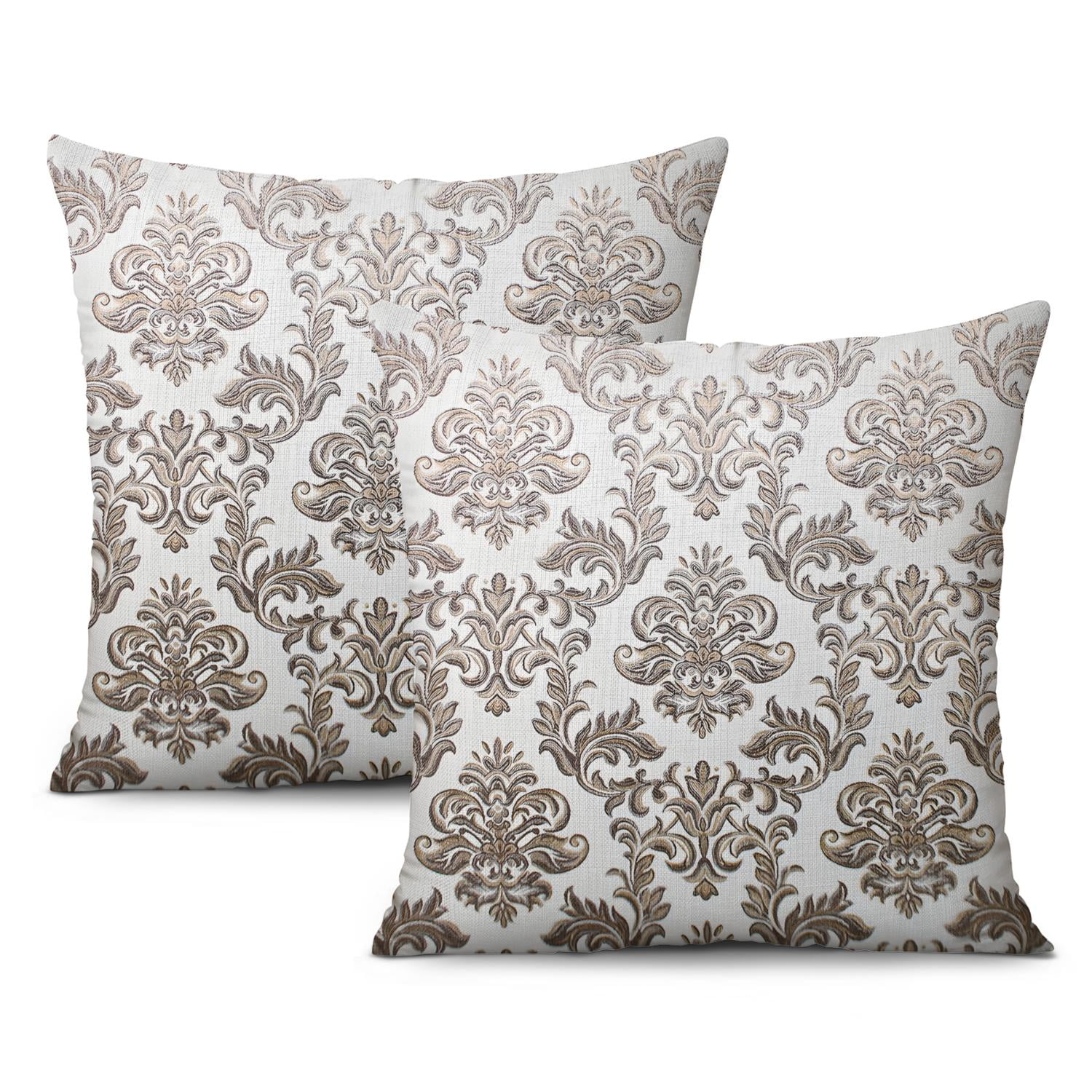 Chic Farmhouse Throw Pillow Covers in Grey & Beige, Pack of 2, 16x16 inch – Modernize Your Living Space