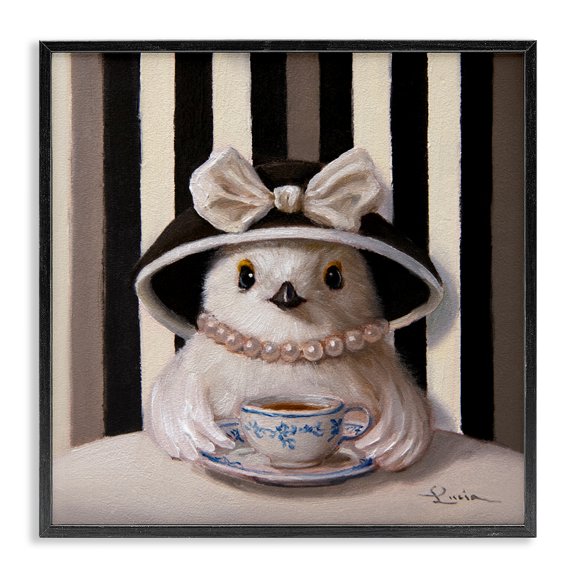 Stupell Industries Chic Fashionable Chick & Teacup Black Framed Giclee Art, design by Lucia Heffernan