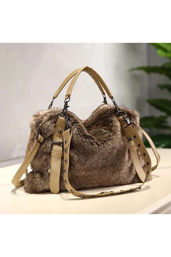 Chic Faux Fur Handbag Women - Elegant Multipurpose Crossbody Shoulder Bag Perfect for Cold Weather Fashion