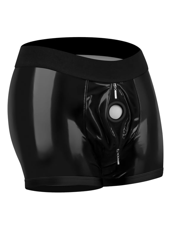 Chic Faux Leather Strap On Boxer Strap-On Shorts Strapon Harness 40 - 43 Inch Waist Black