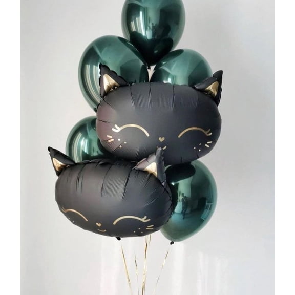 Chic Feline Charm Balloon Set - Sleek Cat Balloons for Parties and Showers