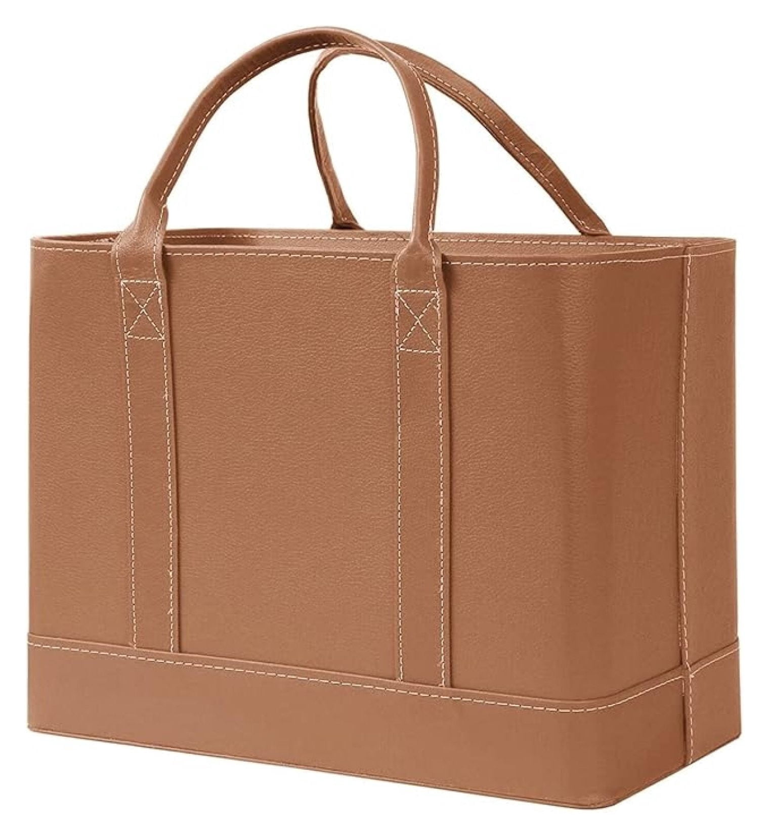 Chic File Organizer Tote - Important Document Organizer Bag, Portable File Box with Handle, Brown