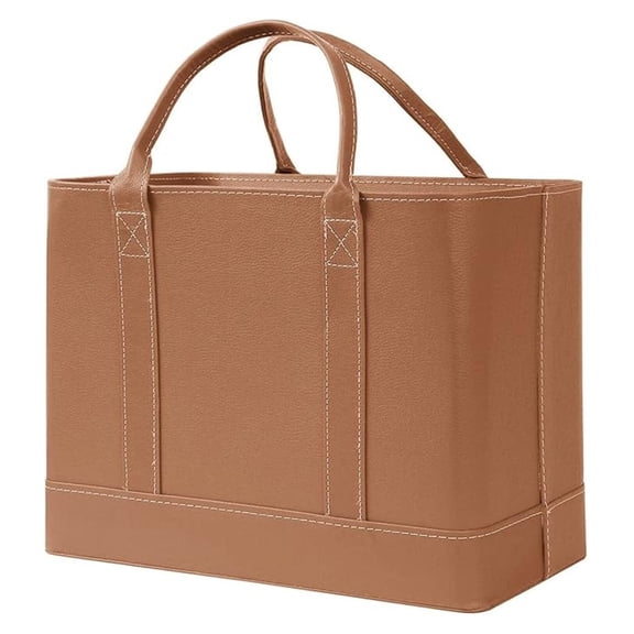 Chic File Organizer Tote - Important Document Organizer Bag, Portable File Box with Handle, Brown