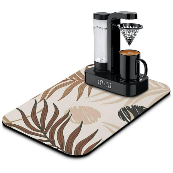 Chic Floral Coffee Drying Mat, 19.5x12in - Complement Kitchen Counter Absorbent Mat & Splash Guard, Perfect for Coffee Makers, Coffee Mat Espresso Machines, and Dining Room Decor