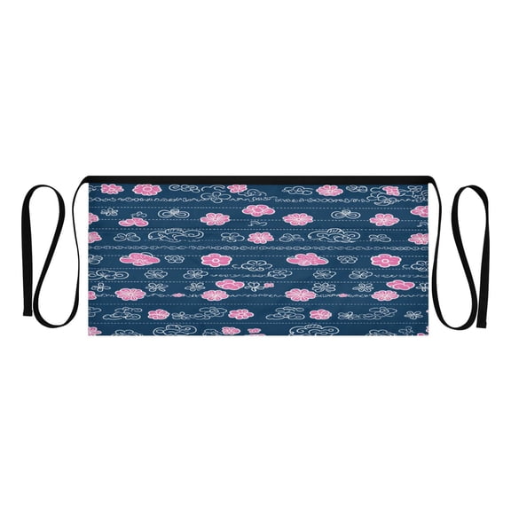 Chic Floral Stripes Multi Pocket Short Apron Waterproof, Adjustable 96.5in Belt for various occasions