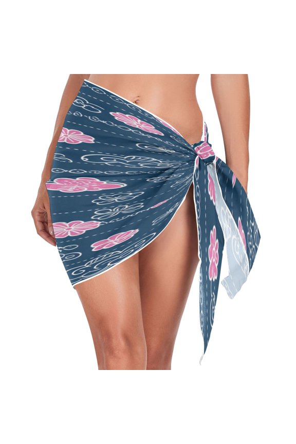 Chic Floral Stripes Triangle Beach Wrap Women's Swimwear Cover Up Sun Protection Quick Dry Summer Fashion Versatile Use