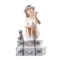 thumbnail image 1 of Chic Girl Figurine Resin Craft Sculpture Decorative Maiden Figure Statue for Desk Arrangement Office Sitting on Suitacase, 1 of 8
