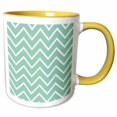 thumbnail image 1 of 3drose, Chic Girly Mint and White Zigzag Chevron, 15oz Two-tone Yellow Mug, 1 of 6