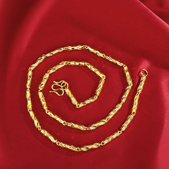 Chic Gold Sand Bamboo Chain Necklace - Perfect for Enhancing Your Jewelry Collection, Great for Fashion-Forward Individuals