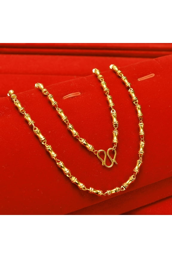 Chic Gold Sand Bamboo Necklace - Stunning 14K Gold Plated Jewelry, Ideal for Everyday Glam