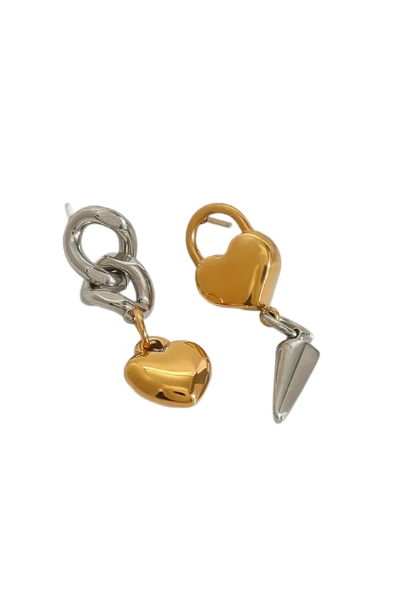 Chic Gold Silver Heart Cone Earrings Drop Ear Accessory For Trendsetters