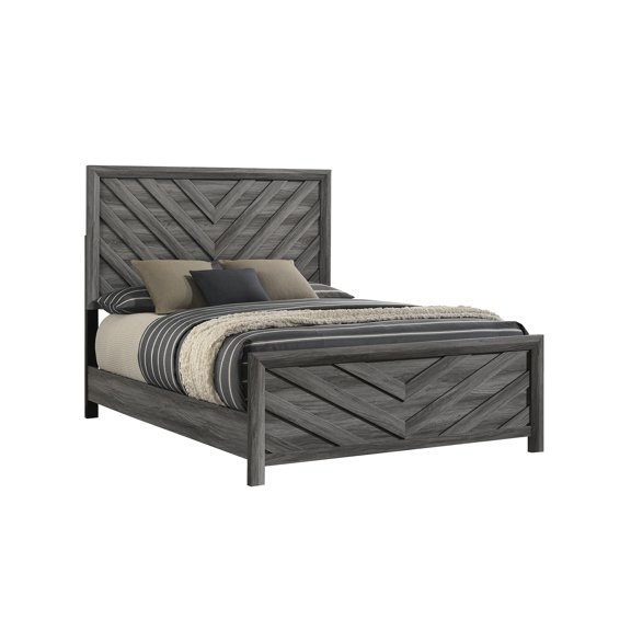 Chic Gray Full Bed - Solid Wood Construction For A Cozy Bedroom Atmosphere With Elegant Touches Upgrade