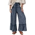 thumbnail image 1 of Chic Gray Wild Leopard Print Wide Leg Pants – Flared Drawstring Design for Casual Comfort, XL, 1 of 10