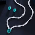 thumbnail image 1 of Chic Green CZ Big Drop Earring Necklace Set for Women Party Collection Jewellery, 1 of 9