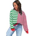 thumbnail image 1 of Chic Green Stripe Color Block Sweatshirt – Perfect for Casual Outings This Spring, M, 1 of 11