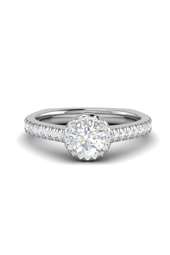 Chic Halo Ring for Women | 925 Sterling Silver | 1.044ct Round Moissanite Stone | Perfect First Date Gift