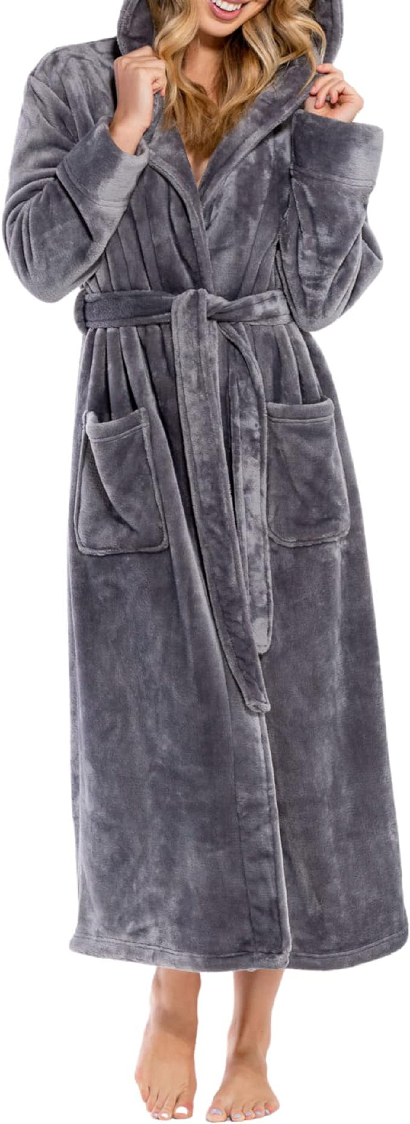 Chic Happen Plush Robe Luxury Bath Robe with Pockets Coral Fleece