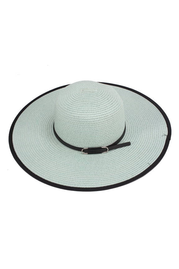 Black Brim Colorful Floppy Hat - Mint